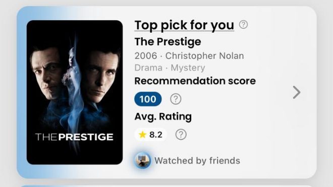 Movi's recommendations, built from your taste